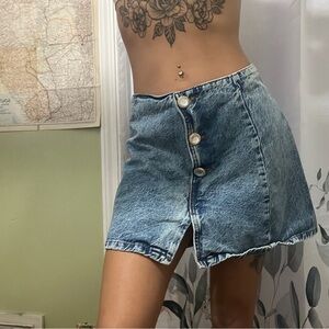 Chic Blue Denim Zara Skirt with Button Front